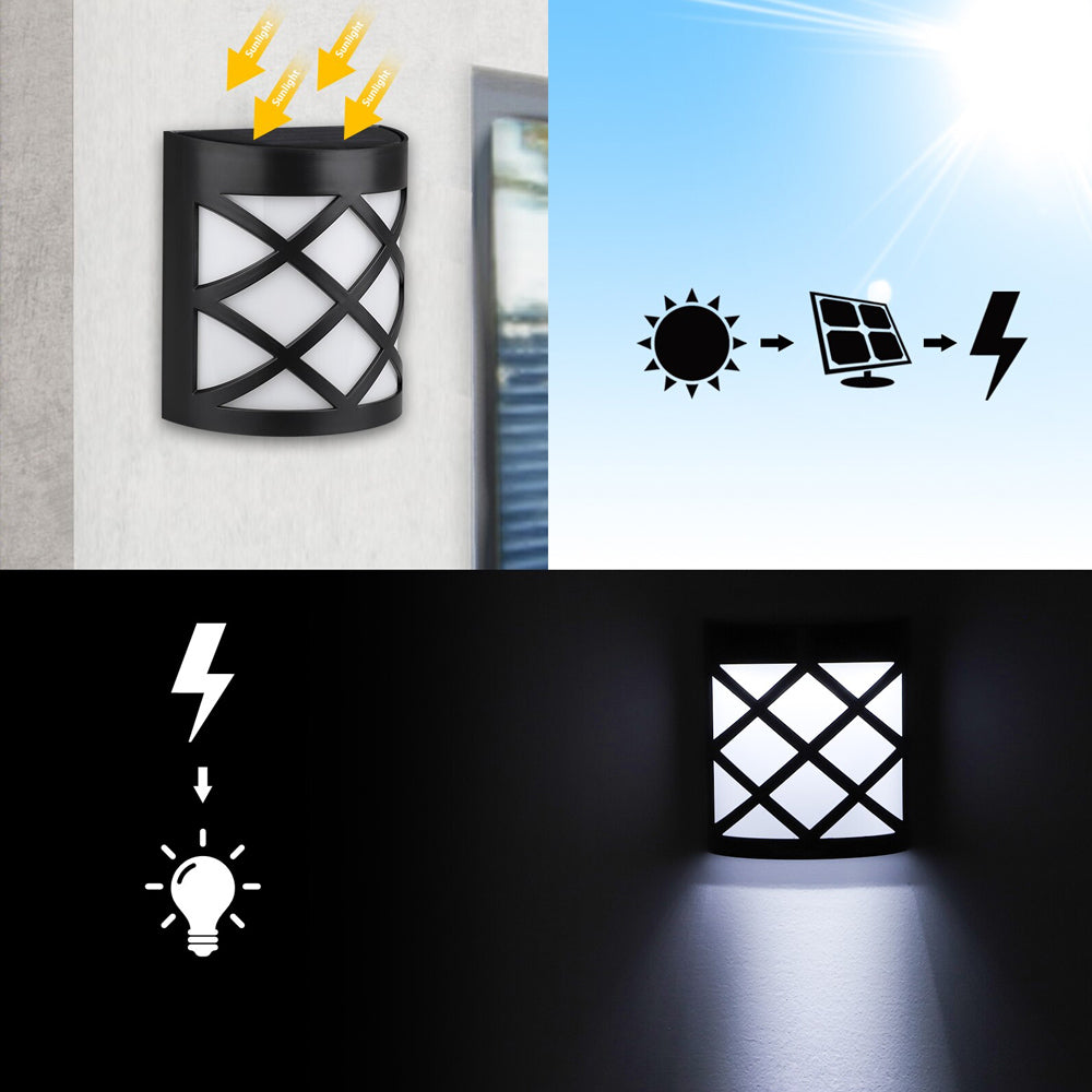 6 LED Outdoor Solar Wall Lights Garden Step Bright Light