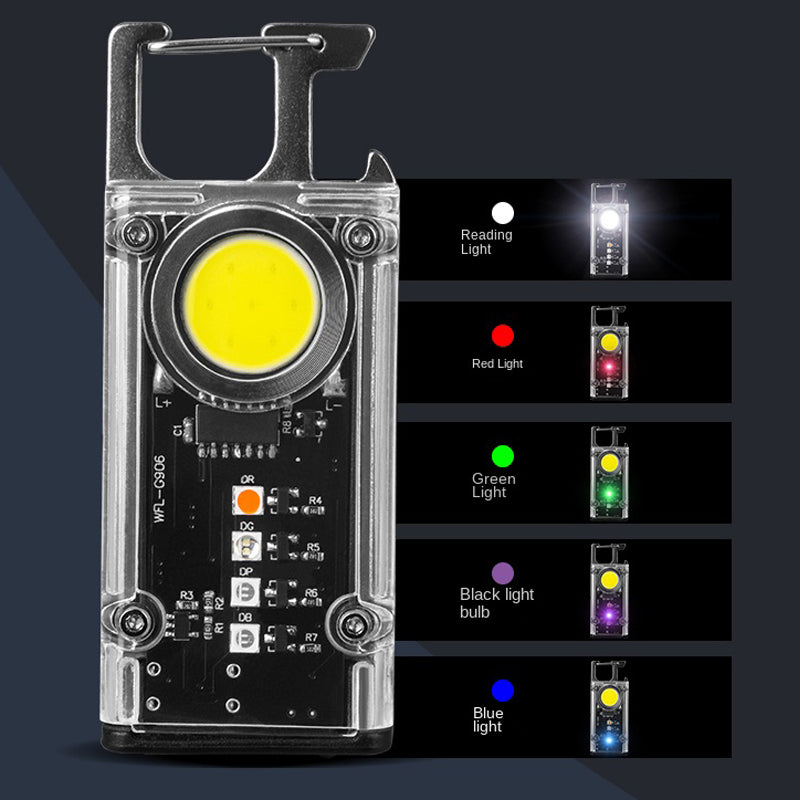 5 Color Light Keychain COB+LED Mini Flashlight- USB Charging