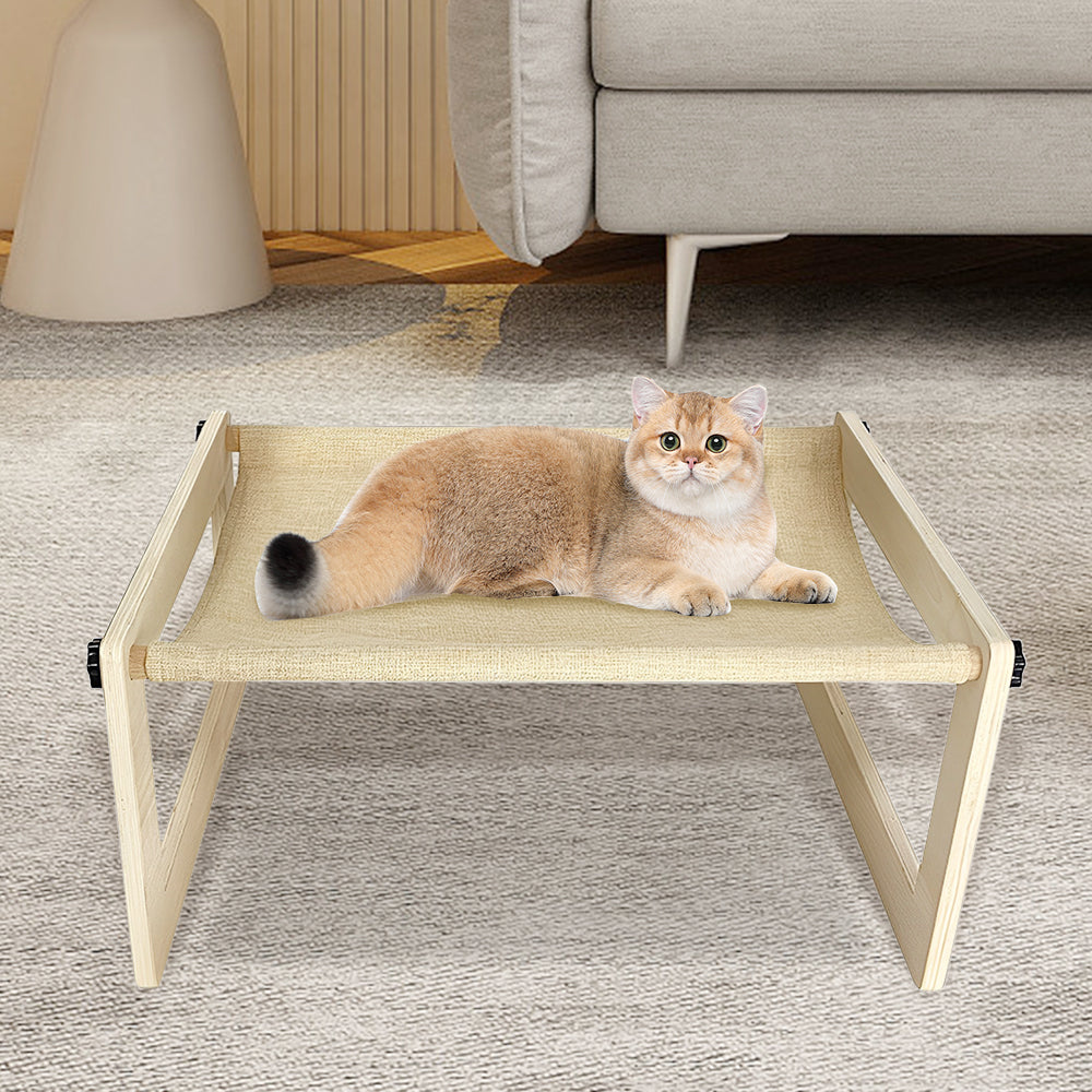 PETSWOL Breathable Cat Bed Wooden Cat Hammock