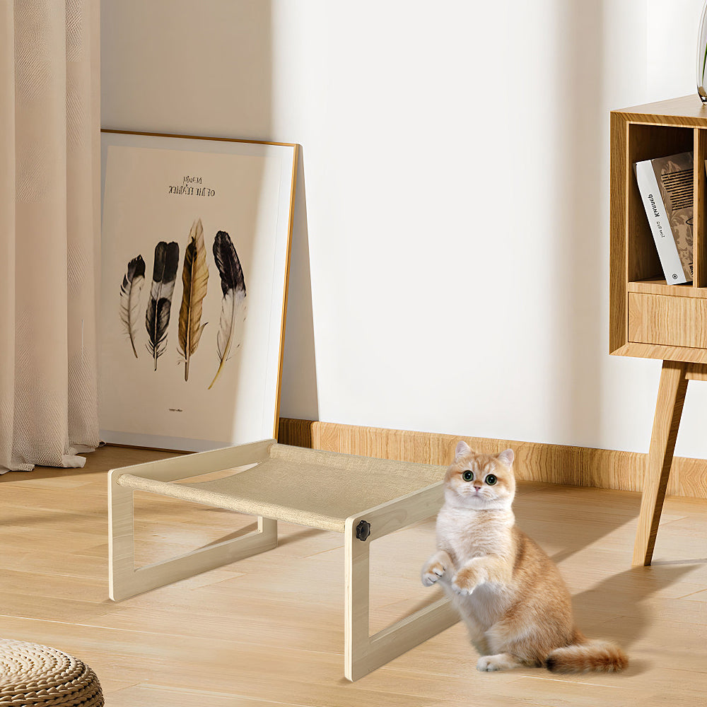 PETSWOL Breathable Cat Bed Wooden Cat Hammock