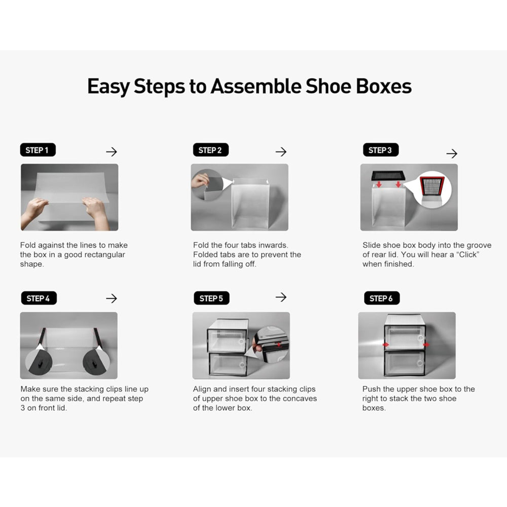 STORFEX 6/12 Pack Stackable Shoe Organizers Storage Boxes