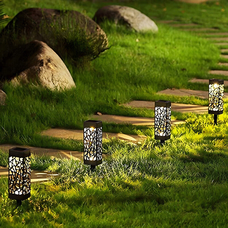 Pack of 4 Cool White Waterproof LED Garden Stake Sensor Ground Lights- Solar Powered