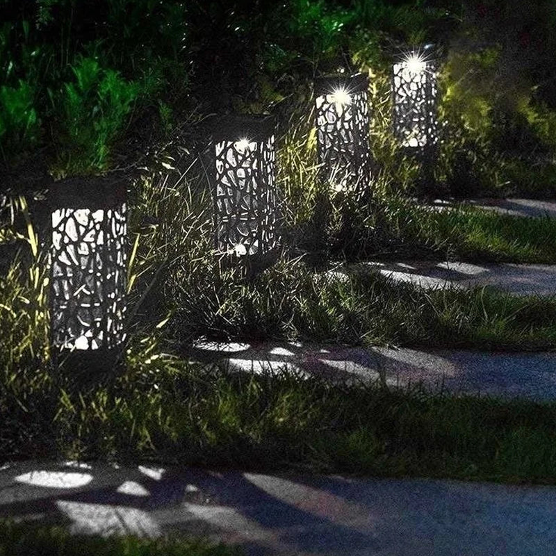 Pack of 4 Cool White Waterproof LED Garden Stake Sensor Ground Lights- Solar Powered