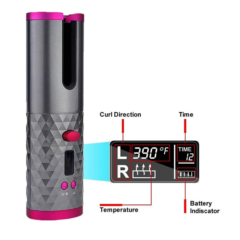 Portable Cordless Auto-Rotating Hair Curler - USB Rechargeable