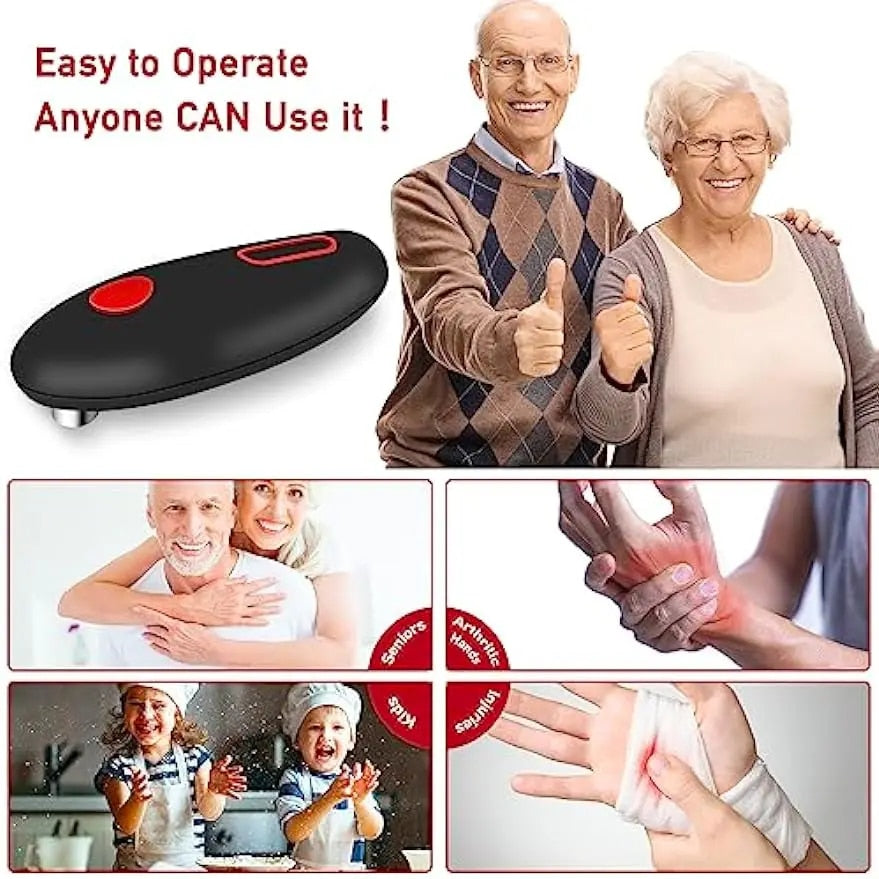 Convenient Electric Can Opener: Effortlessly Open Jars, Bottles & Cans with One Touch - Portable Hands-Free Kitchen Gadget