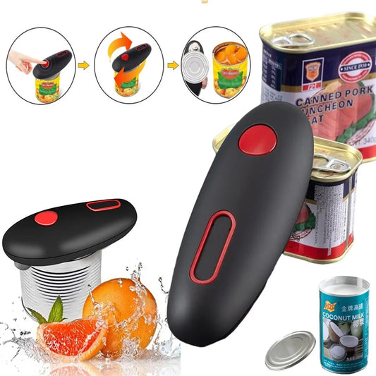 Convenient Electric Can Opener: Effortlessly Open Jars, Bottles & Cans with One Touch - Portable Hands-Free Kitchen Gadget