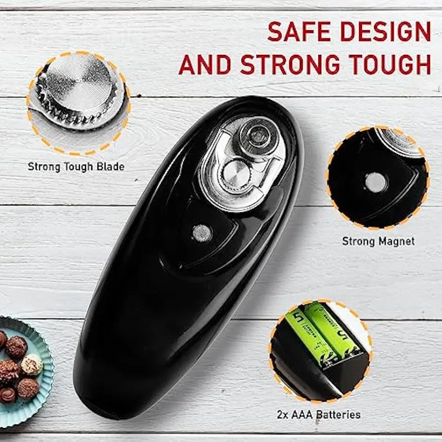Convenient Electric Can Opener: Effortlessly Open Jars, Bottles & Cans with One Touch - Portable Hands-Free Kitchen Gadget