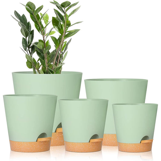 GREENHAVEN Self Watering Planters with Drainage Hole - Set of 5