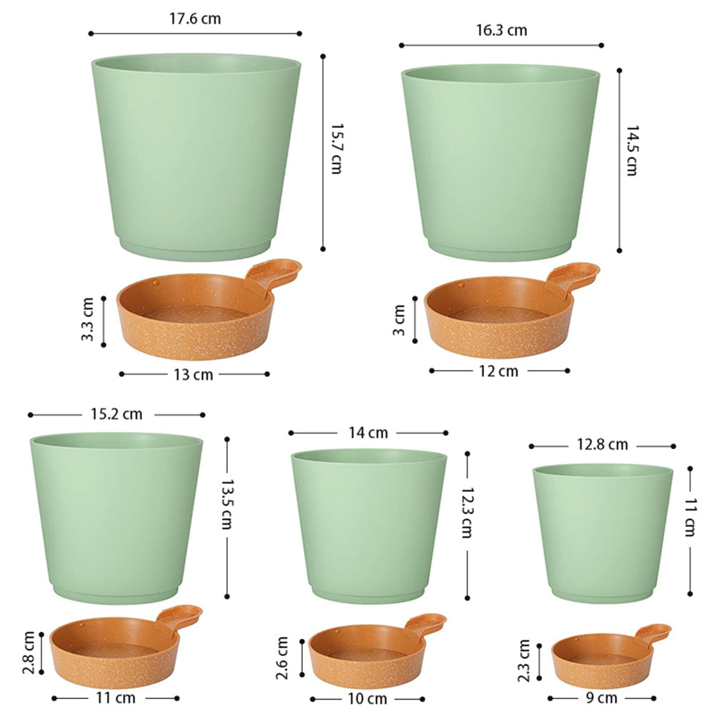 GREENHAVEN Self Watering Planters with Drainage Hole - Set of 5
