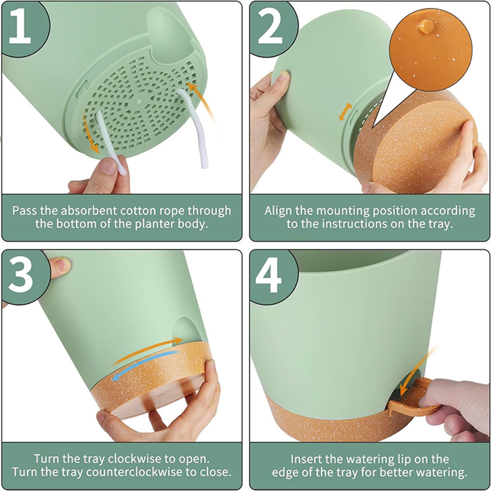 GREENHAVEN Self Watering Planters with Drainage Hole - Set of 5