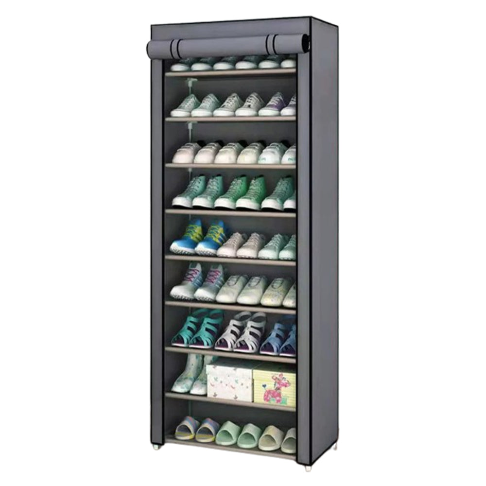 Nonwovens Fabric Dustproof Multilayer Shoes Cabinet Organizer in Black and Grey