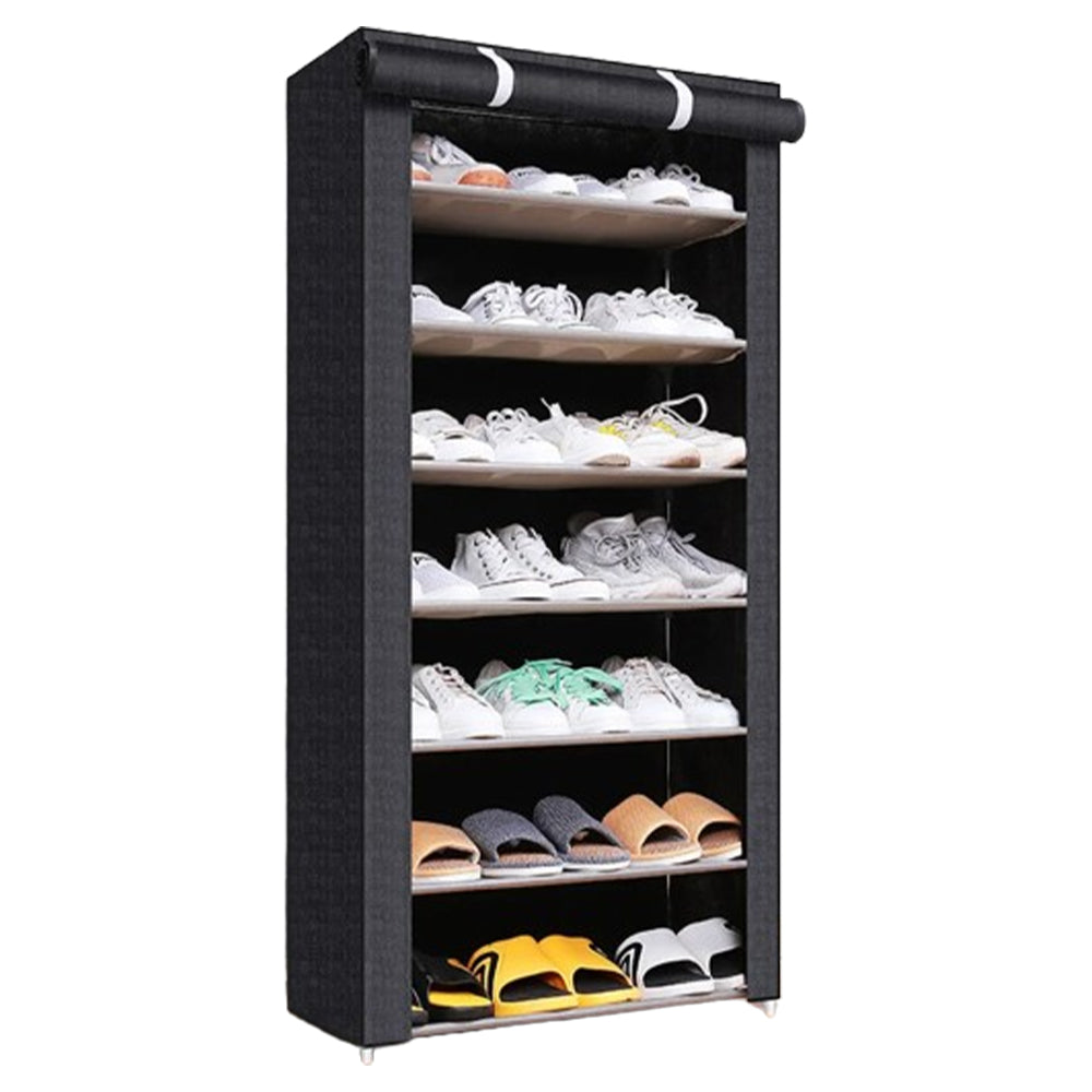 Nonwovens Fabric Dustproof Multilayer Shoes Cabinet Organizer in Black and Grey