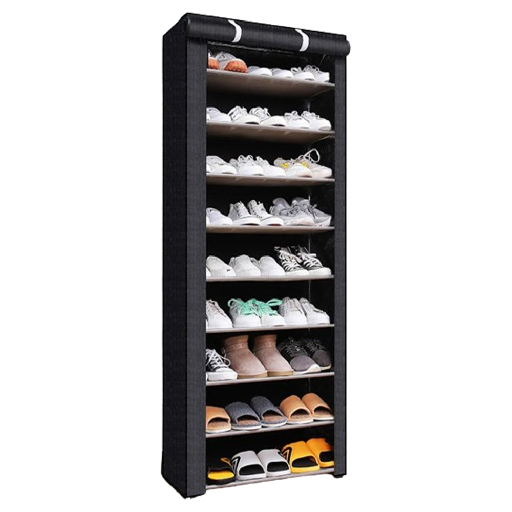 Nonwovens Fabric Dustproof Multilayer Shoes Cabinet Organizer in Black and Grey