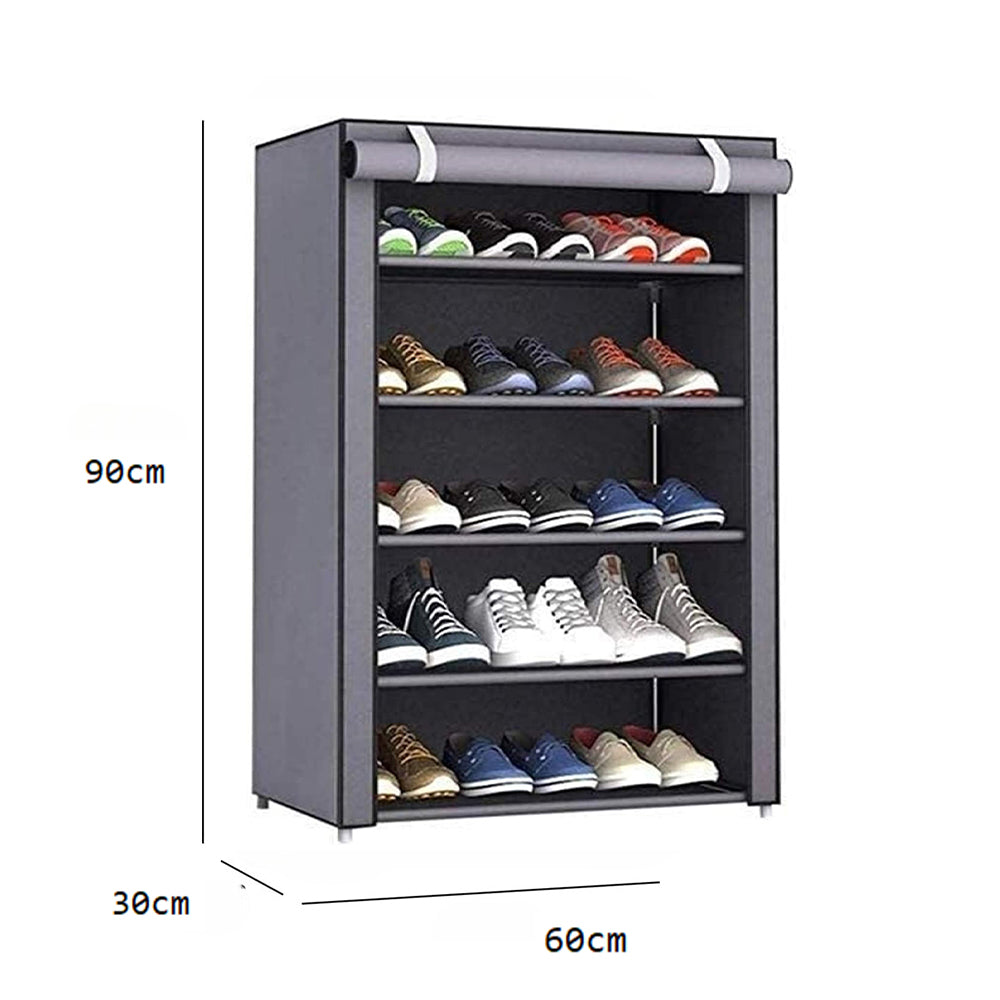 Nonwovens Fabric Dustproof Multilayer Shoes Cabinet Organizer in Black and Grey
