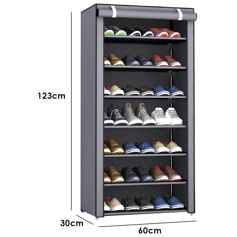 Nonwovens Fabric Dustproof Multilayer Shoes Cabinet Organizer in Black and Grey