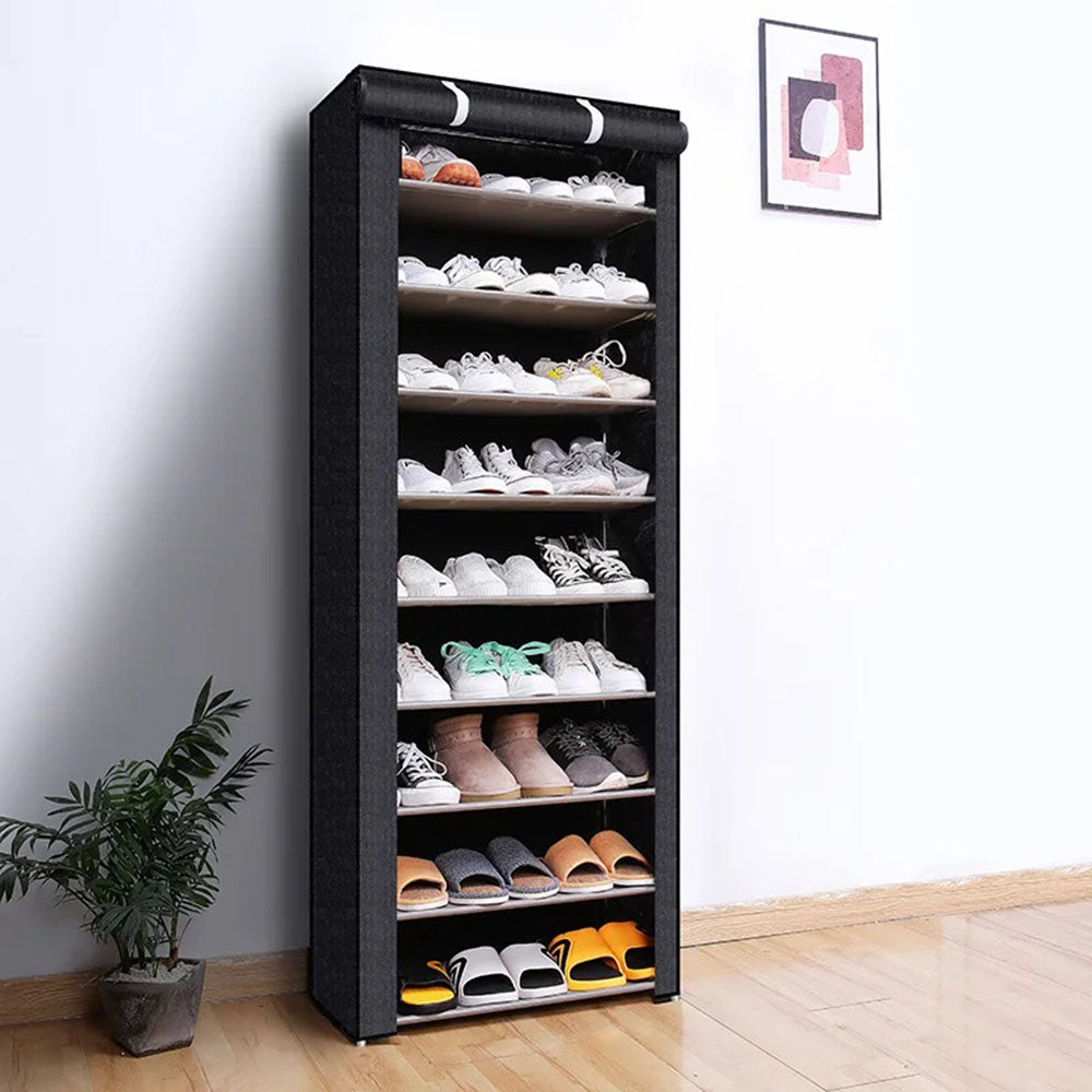 Nonwovens Fabric Dustproof Multilayer Shoes Cabinet Organizer in Black and Grey