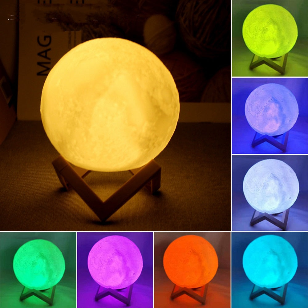 Moon Lamp LED Night Light Battery Powered With Plastic Stand