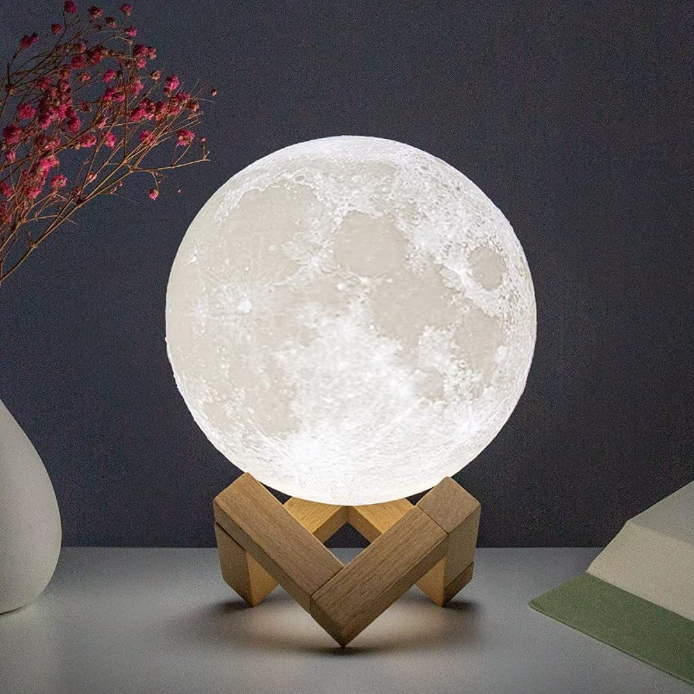 Moon Lamp LED Night Light Battery Powered With Plastic Stand