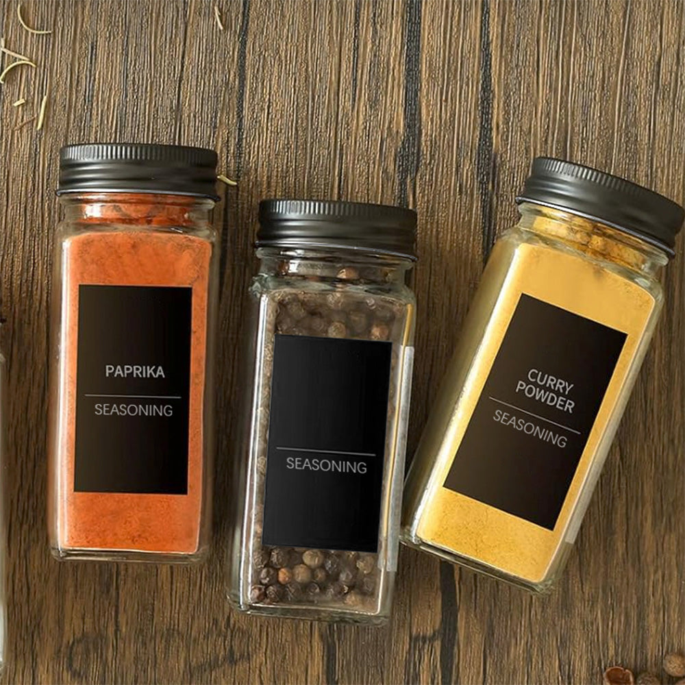 STORFEX 12-Pack 120ml Glass Spice Jars with Labels