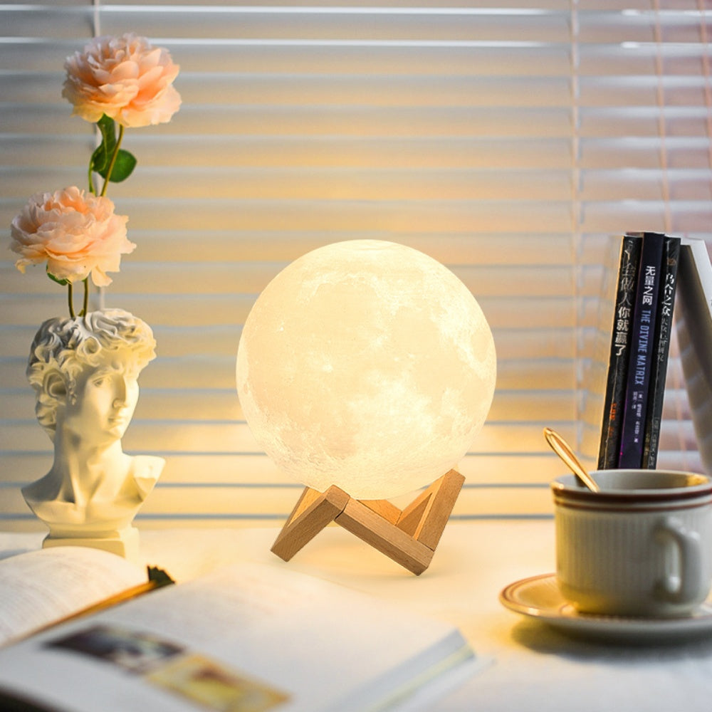 Moon Lamp LED Night Light Battery Powered With Plastic Stand
