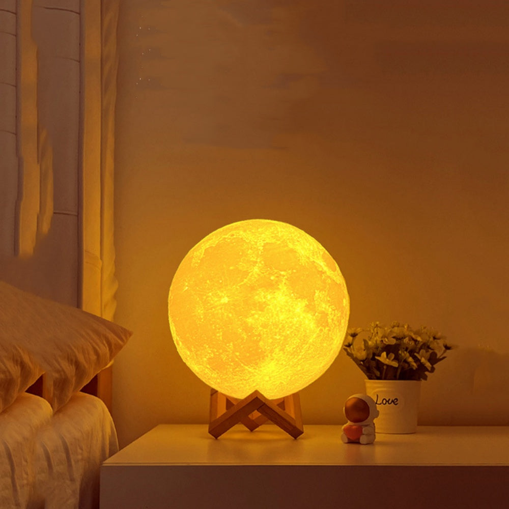 Moon Lamp LED Night Light Battery Powered With Plastic Stand