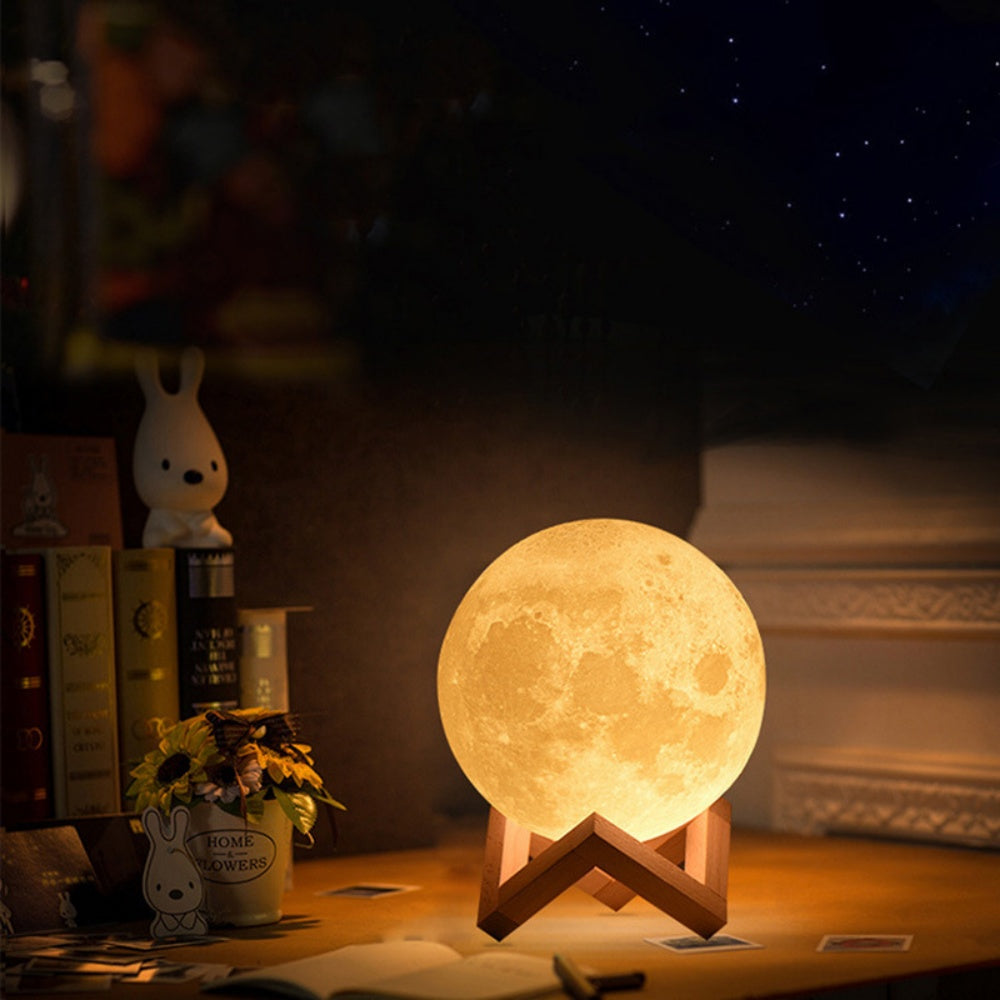 Moon Lamp LED Night Light Battery Powered With Plastic Stand