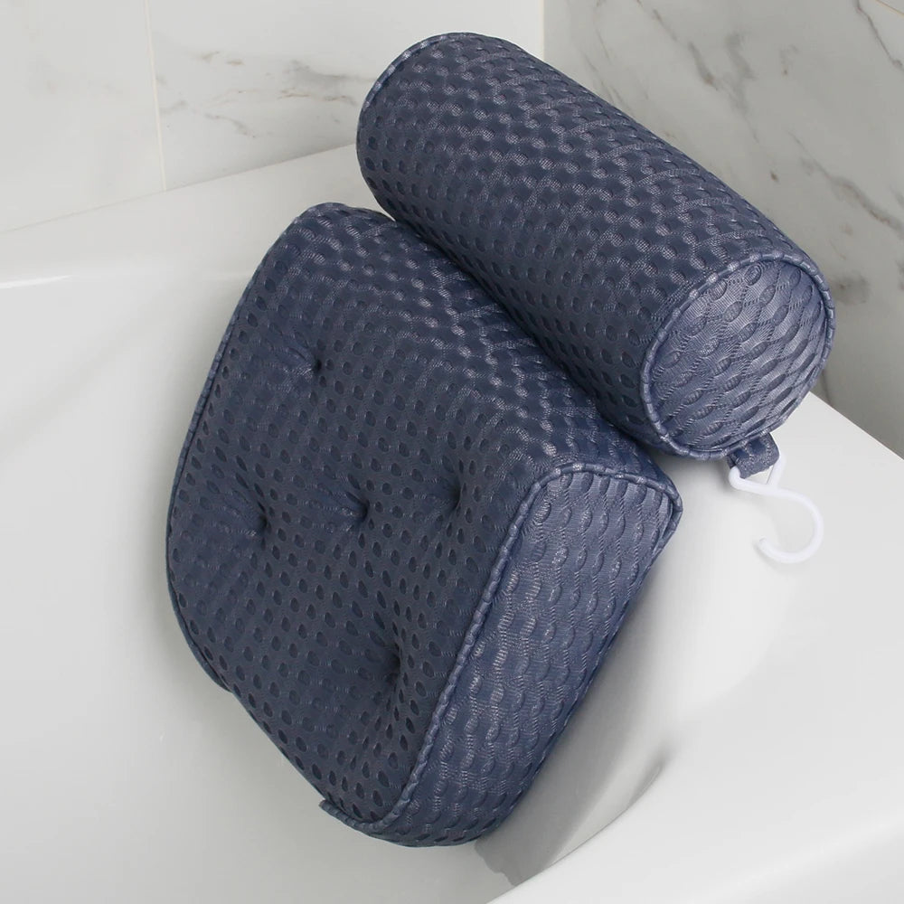 Non-Slip Suction Cups Air Mesh Bath Pillow for Bathtub