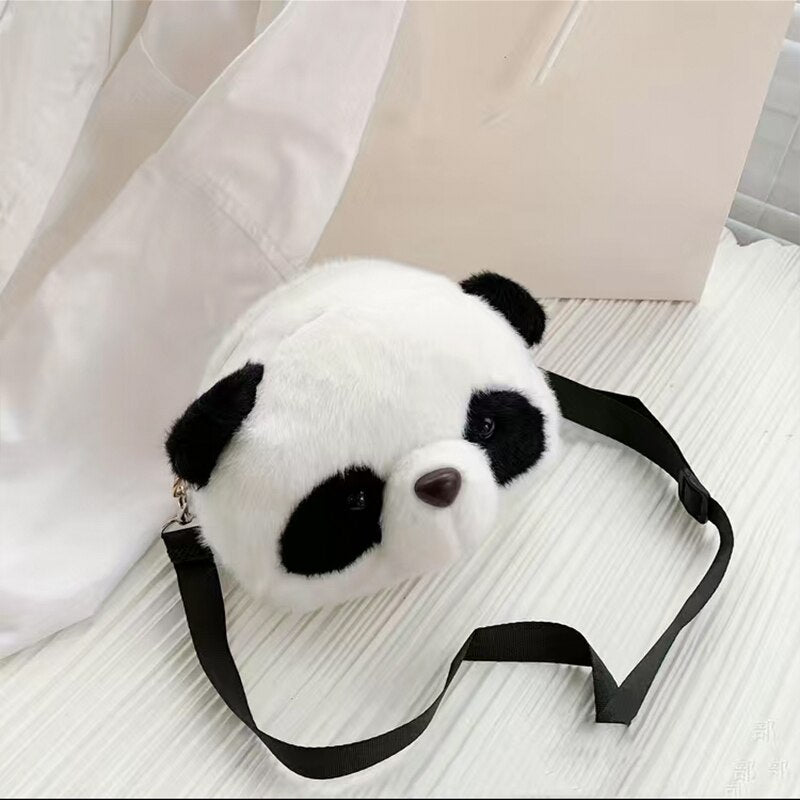 Cute Plush Panda Backpacks One Shoulder Diagonal Wallet