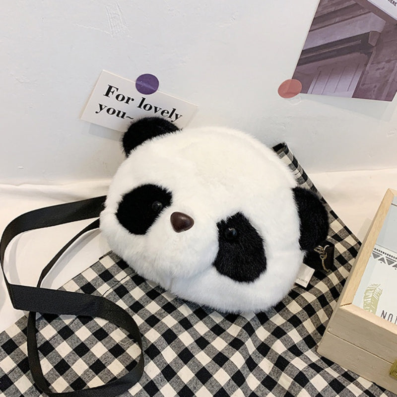Cute Plush Panda Backpacks One Shoulder Diagonal Wallet