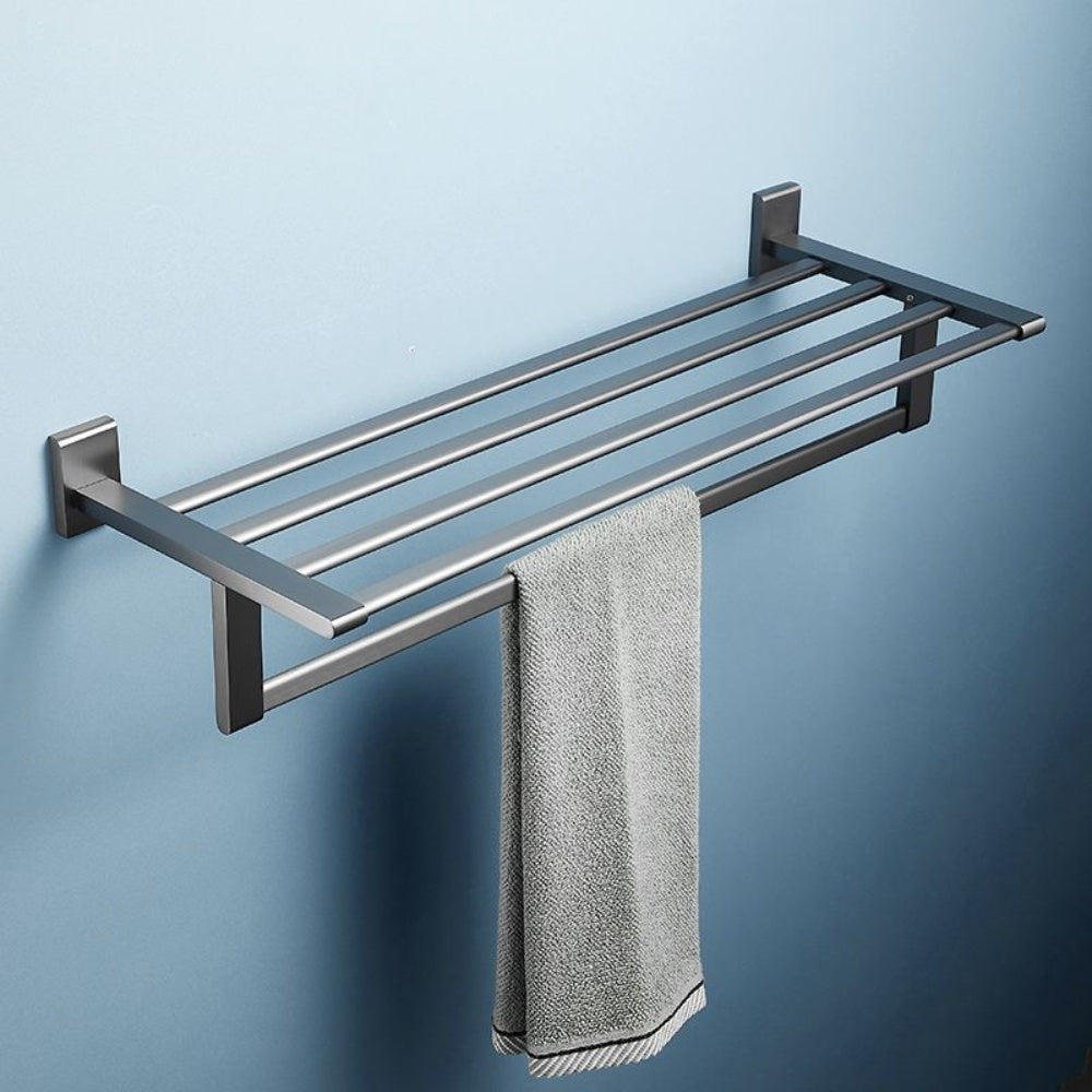 2 Layers Stainless Steel Towel Shelf Storage Rack Rail