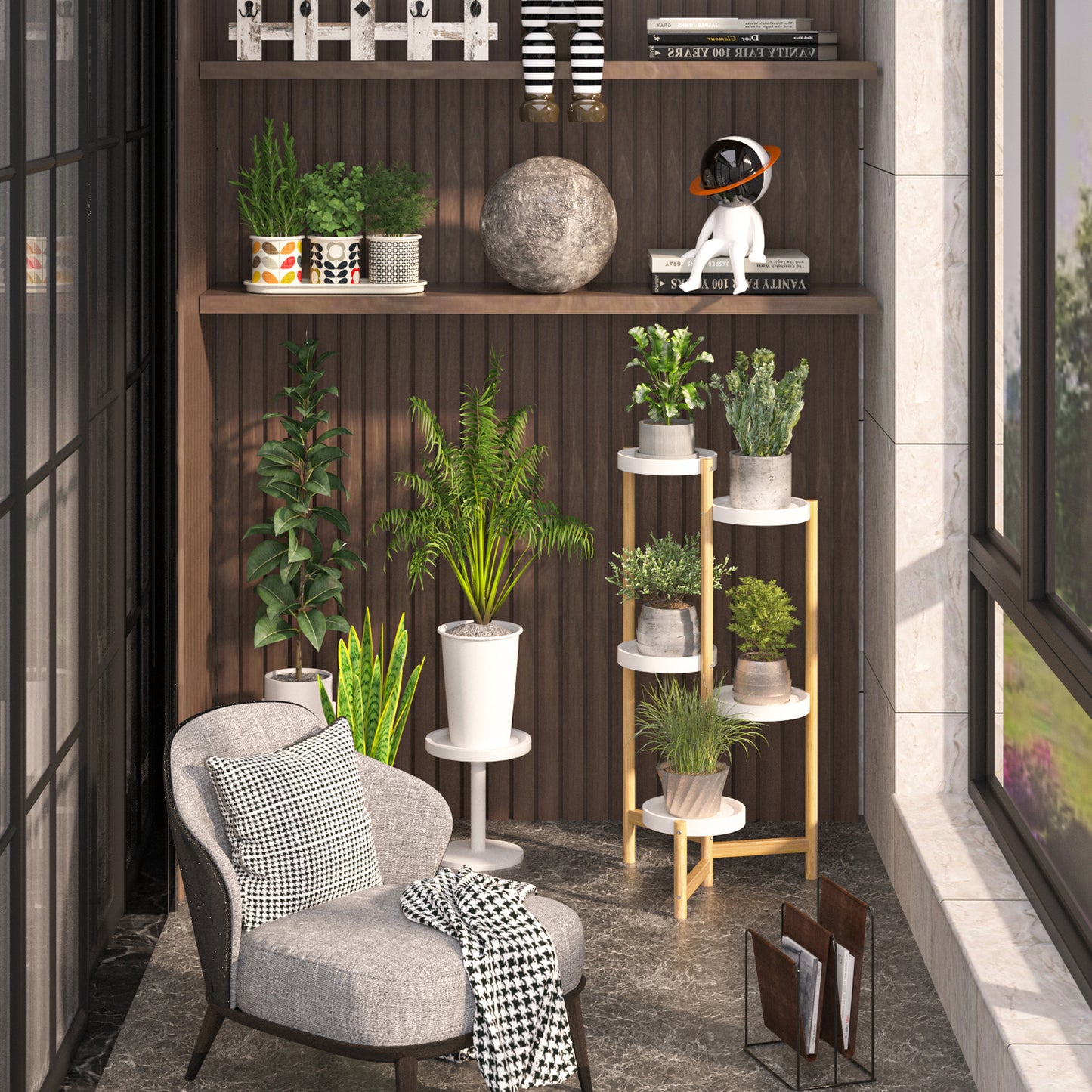 5 Tier Tall Corner Plant Stand Holder and Display Rack