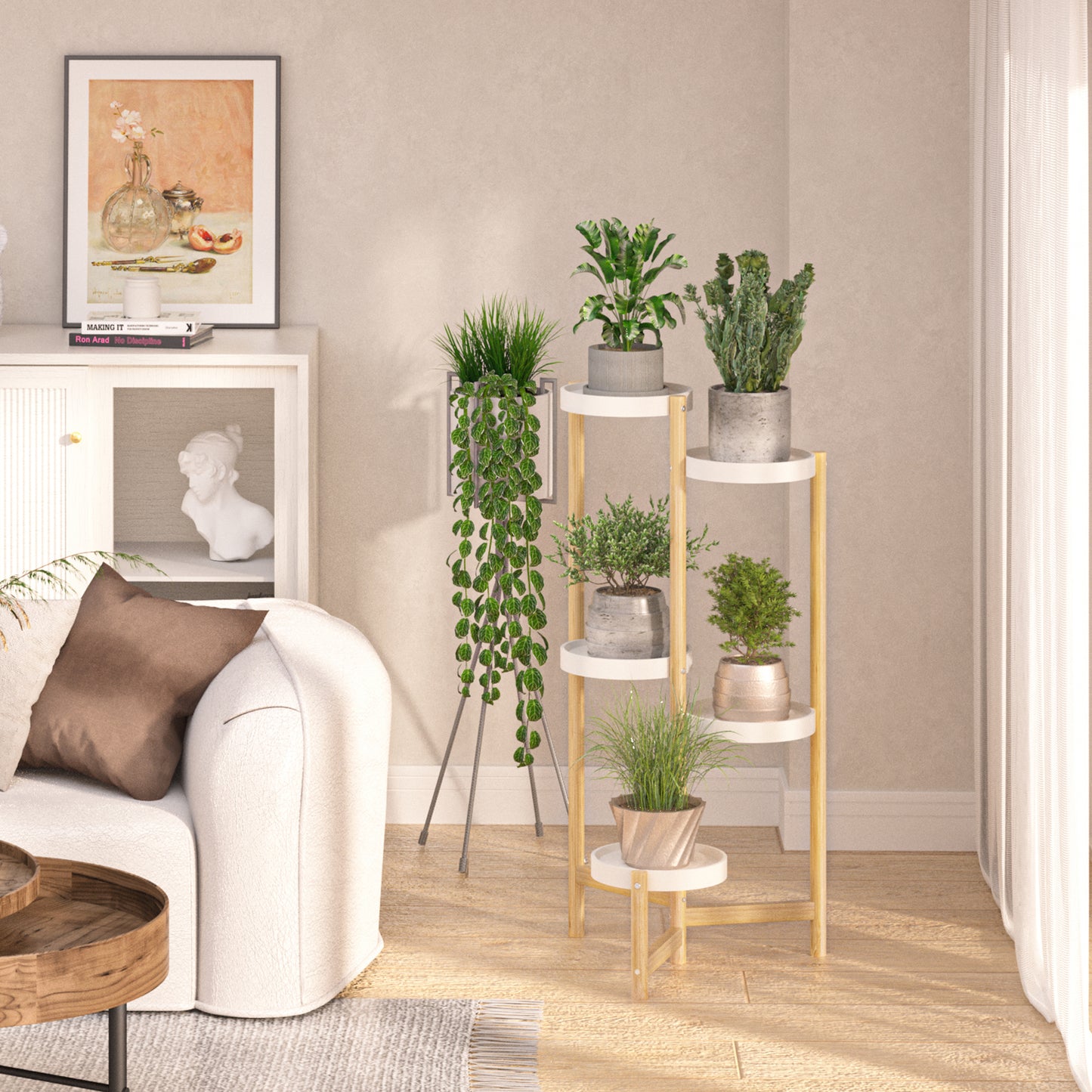 5 Tier Tall Corner Plant Stand Holder and Display Rack