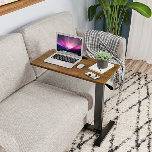 Split Top Tilting Adjustable Overbed Table with Wheels