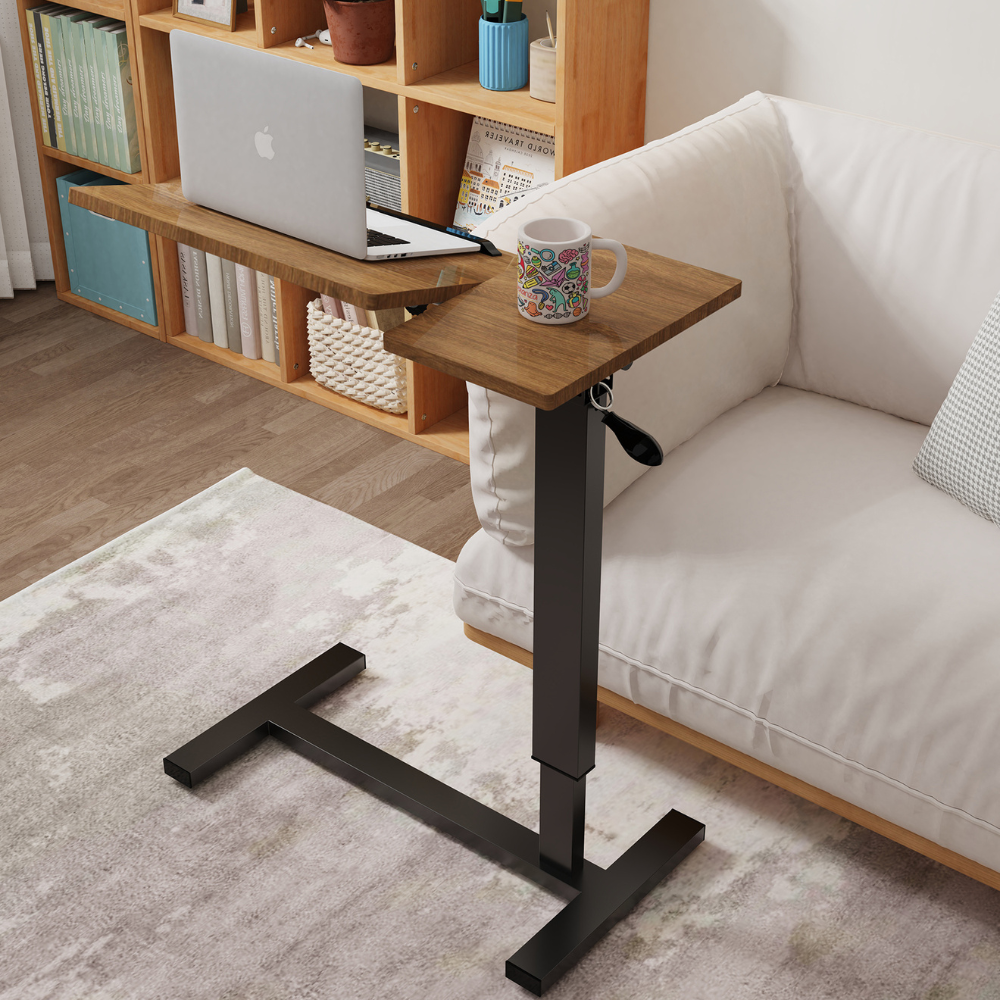 Split Top Tilting Adjustable Overbed Table with Wheels