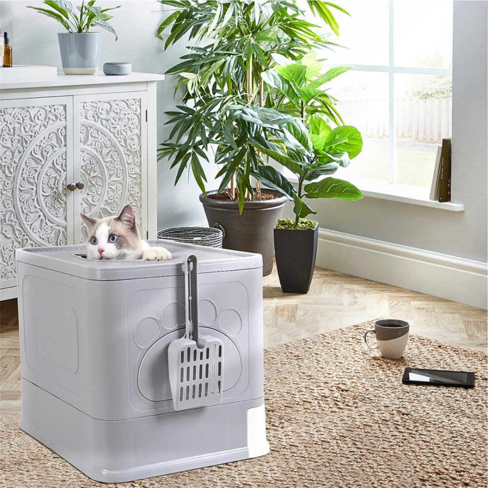 Stylish Cat Litter Box Enclosure with Portable Scoop Drawer