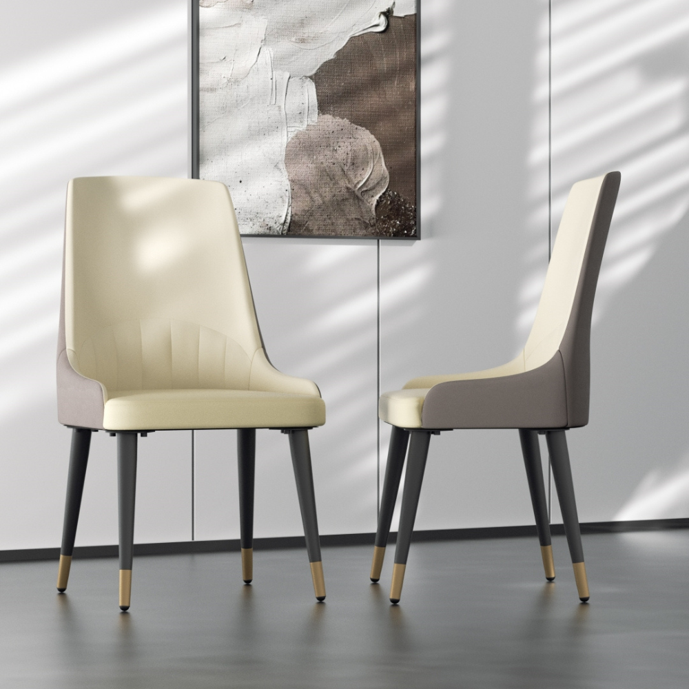 Set of 2 Luxury Microfiber Leather Dining Chairs with Lion Knocker
