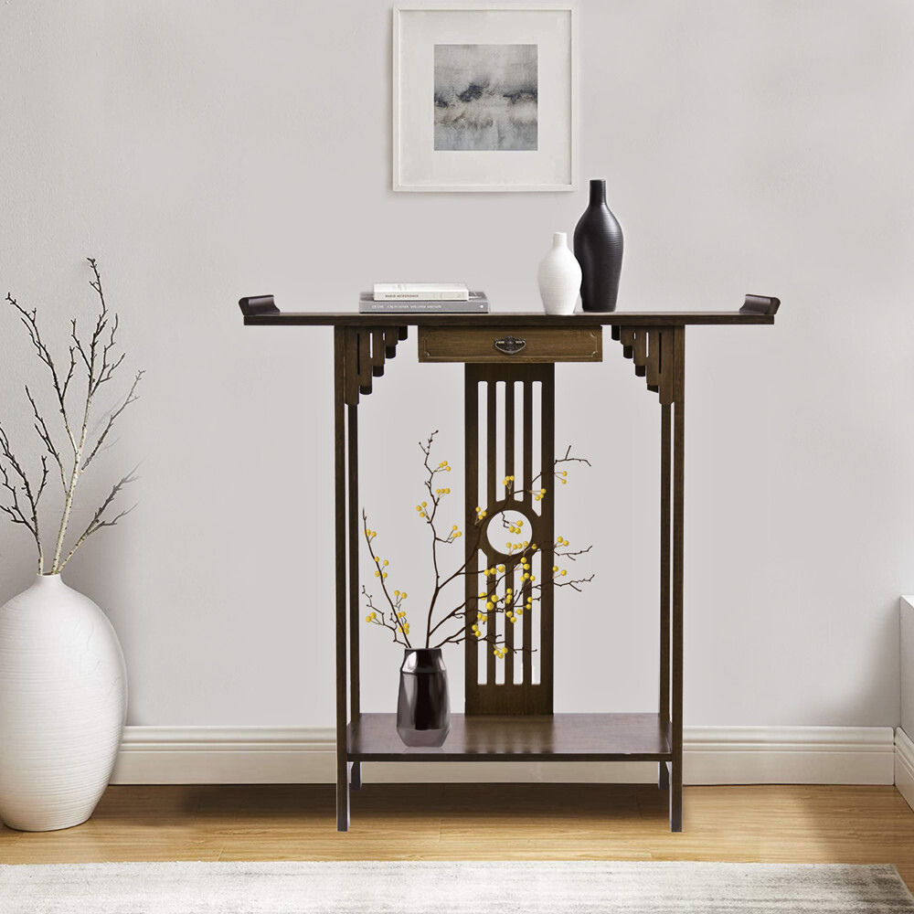 Elegant Wood Entryway Console Table with Drawer and Shelf