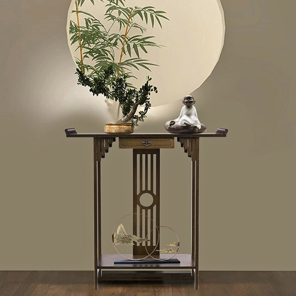 Elegant Wood Entryway Console Table with Drawer and Shelf