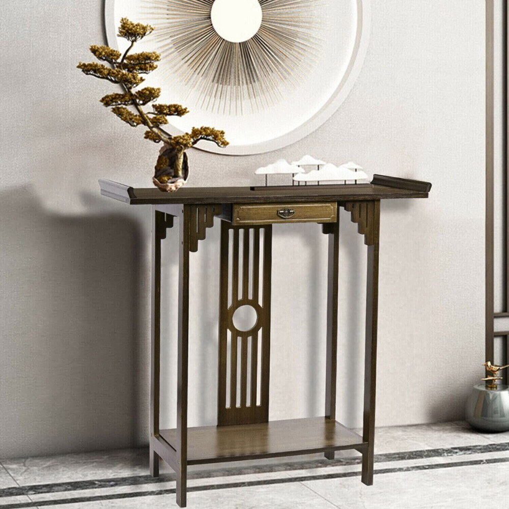 Elegant Wood Entryway Console Table with Drawer and Shelf