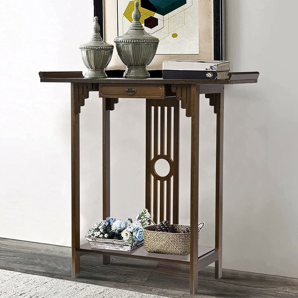Elegant Wood Entryway Console Table with Drawer and Shelf
