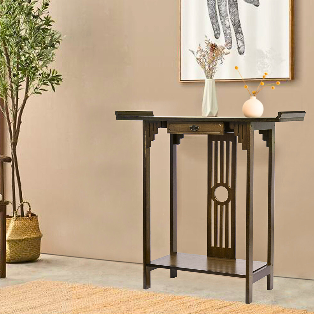 Elegant Wood Entryway Console Table with Drawer and Shelf
