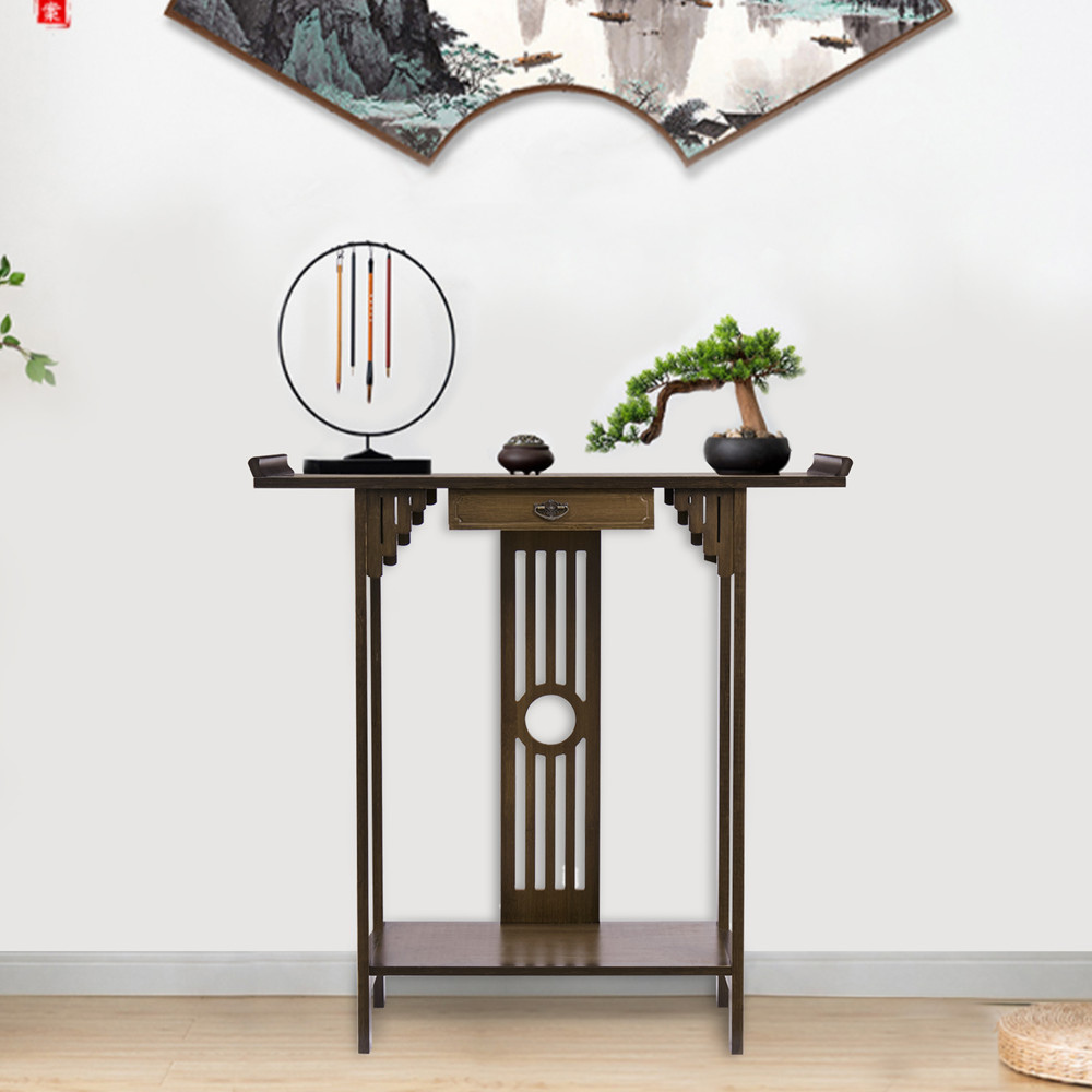 Elegant Wood Entryway Console Table with Drawer and Shelf