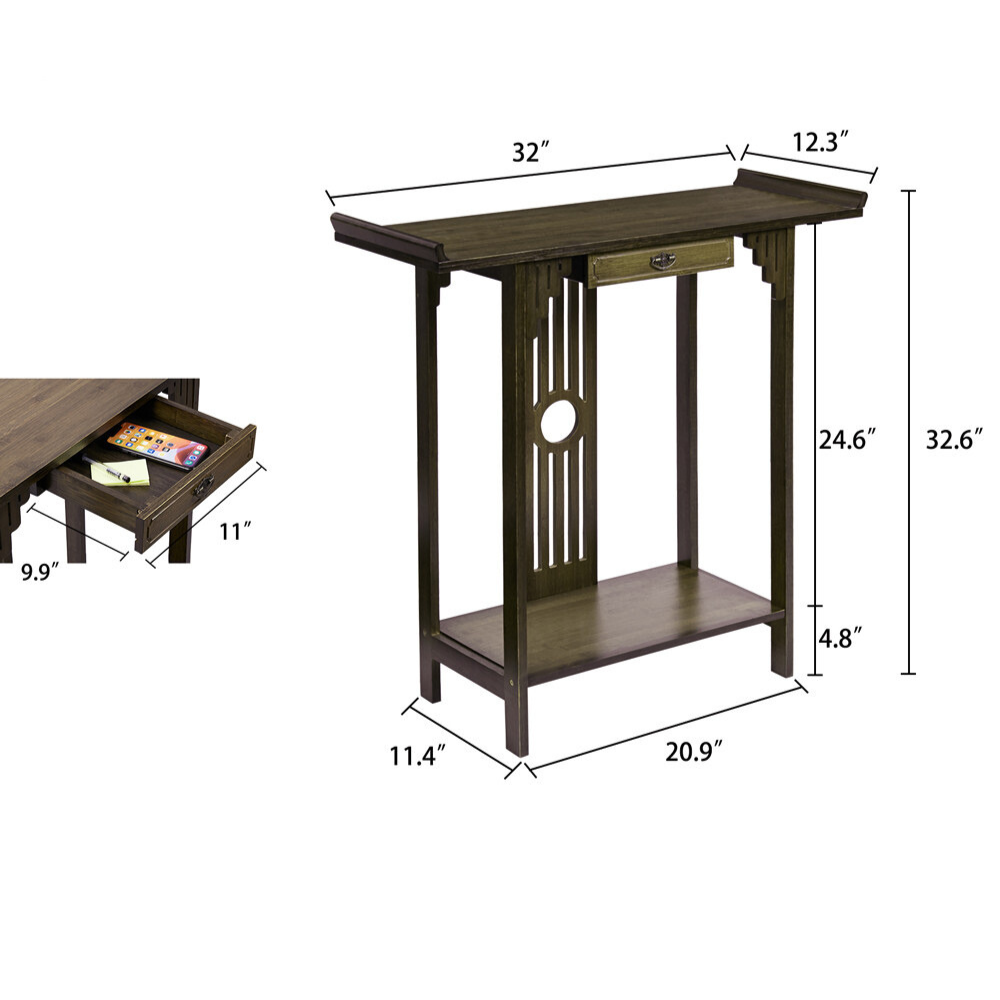 Elegant Wood Entryway Console Table with Drawer and Shelf