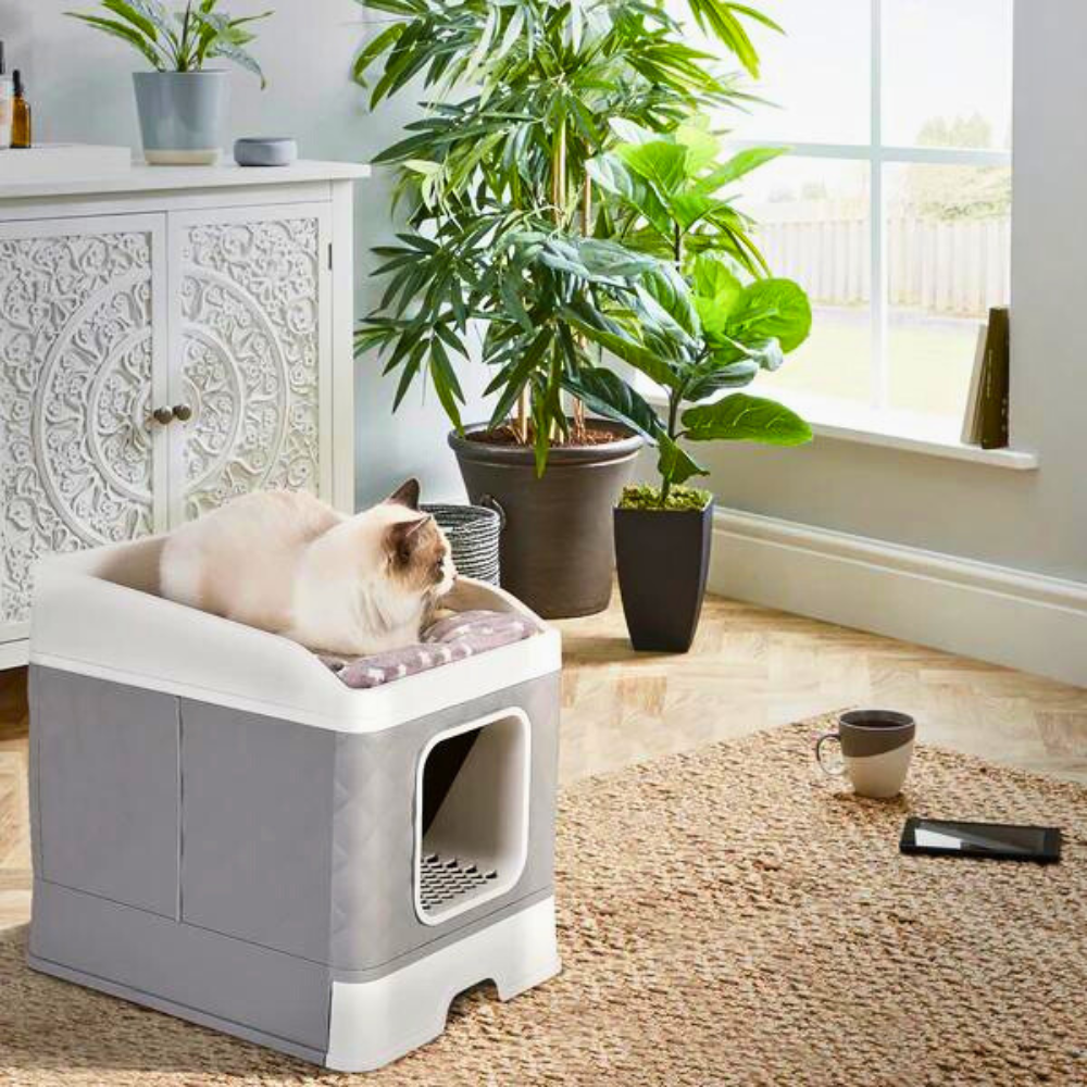 Detachable Top Cat Litter Box with Front Entry and Portable Scoop Drawer