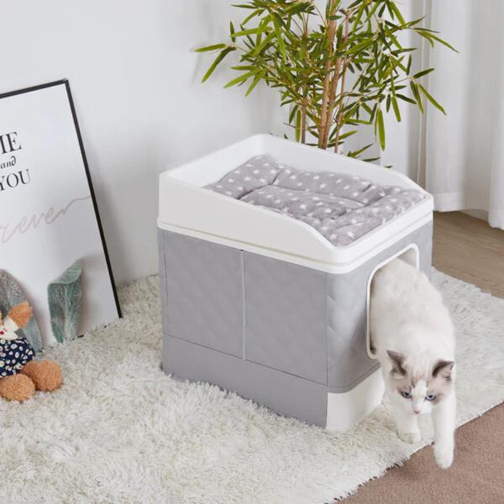 Detachable Top Cat Litter Box with Front Entry and Portable Scoop Drawer