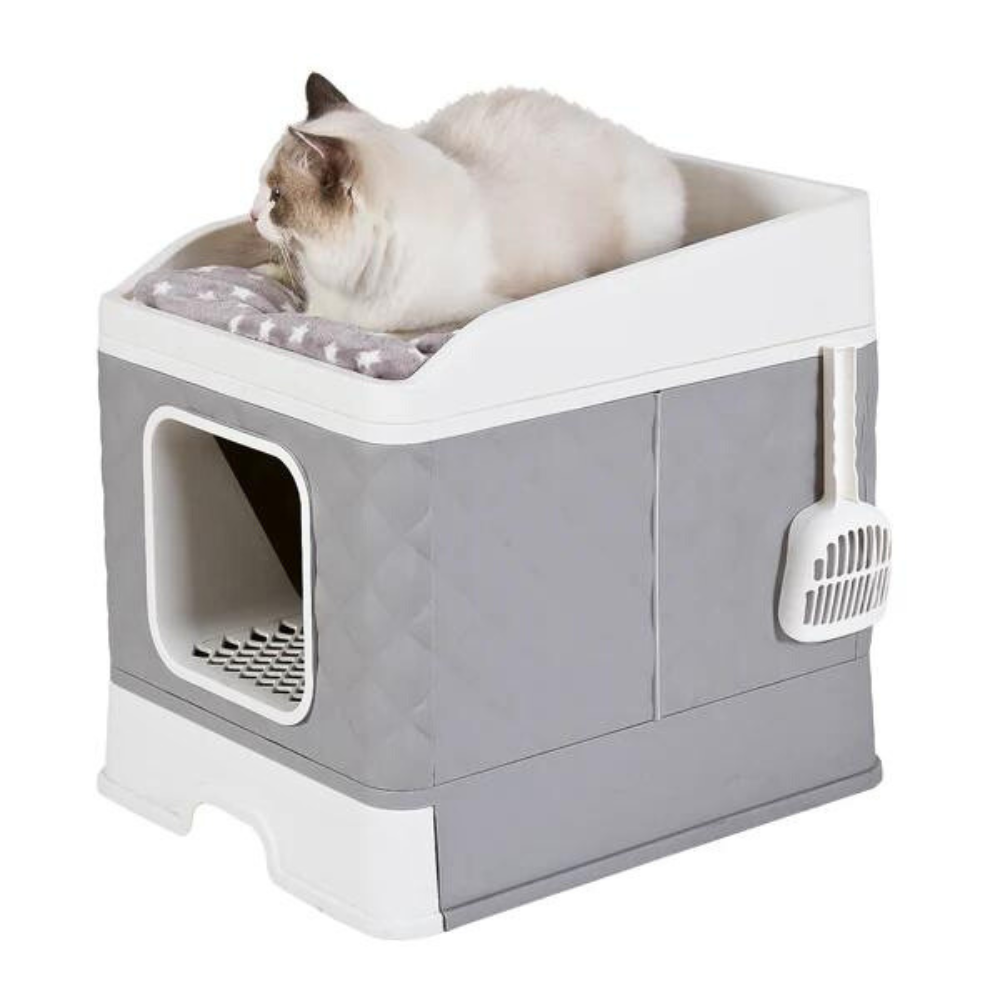 Detachable Top Cat Litter Box with Front Entry and Portable Scoop Drawer