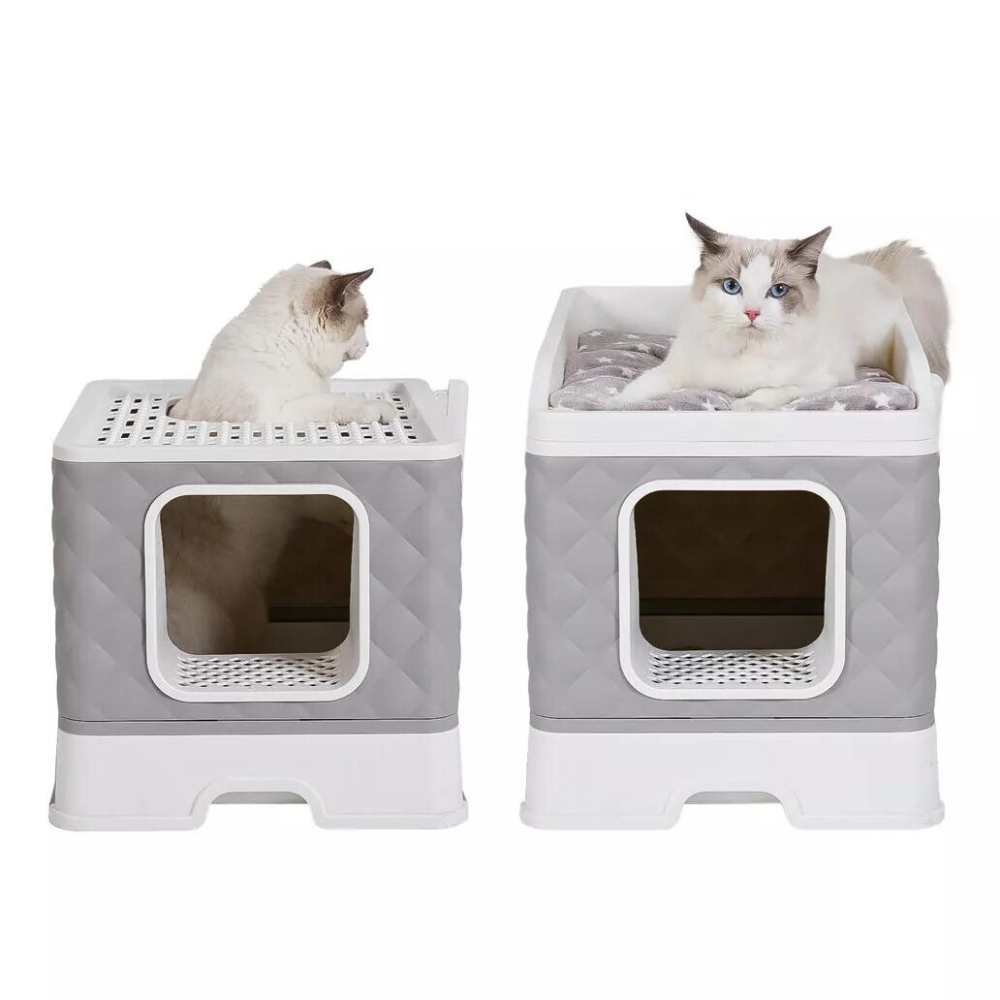 Detachable Top Cat Litter Box with Front Entry and Portable Scoop Drawer