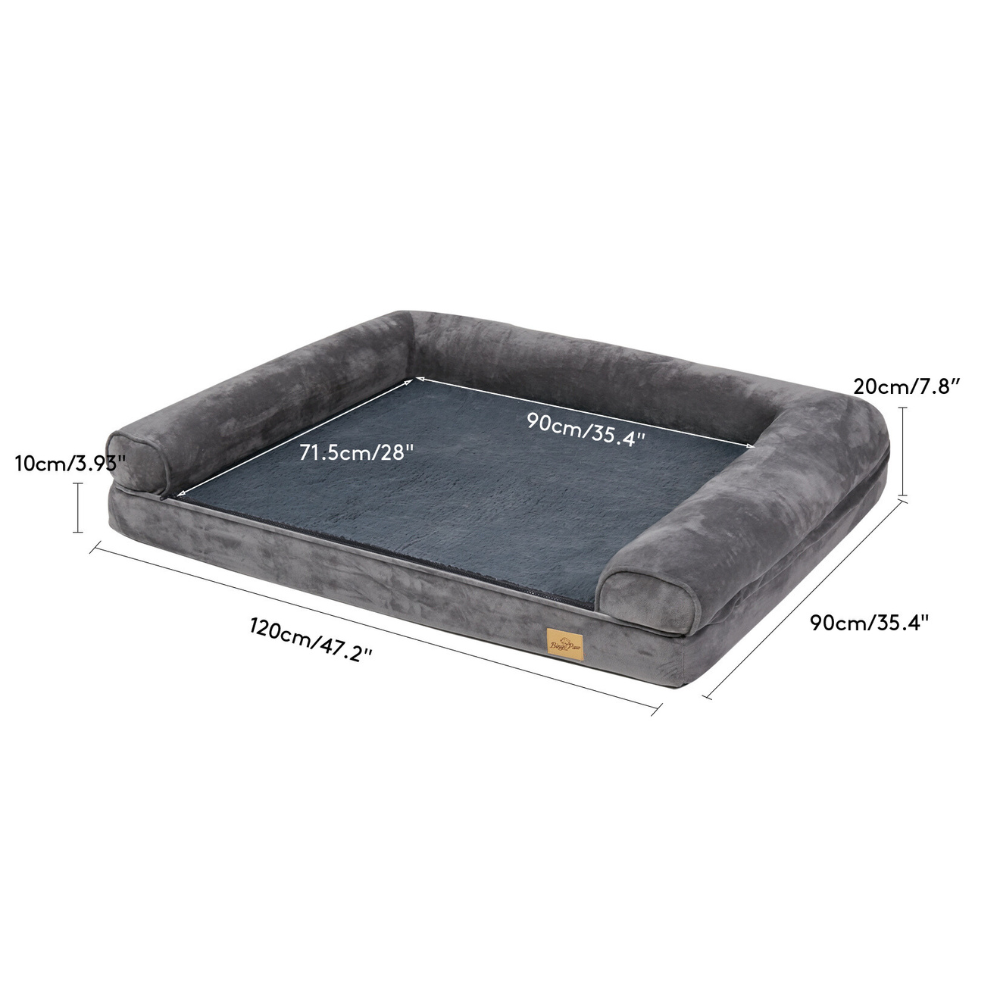 Cozy Extra Large Dog Bed with Waterproof Cover and Bolster