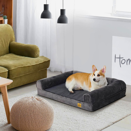 Cozy Extra Large Dog Bed with Waterproof Cover and Bolster