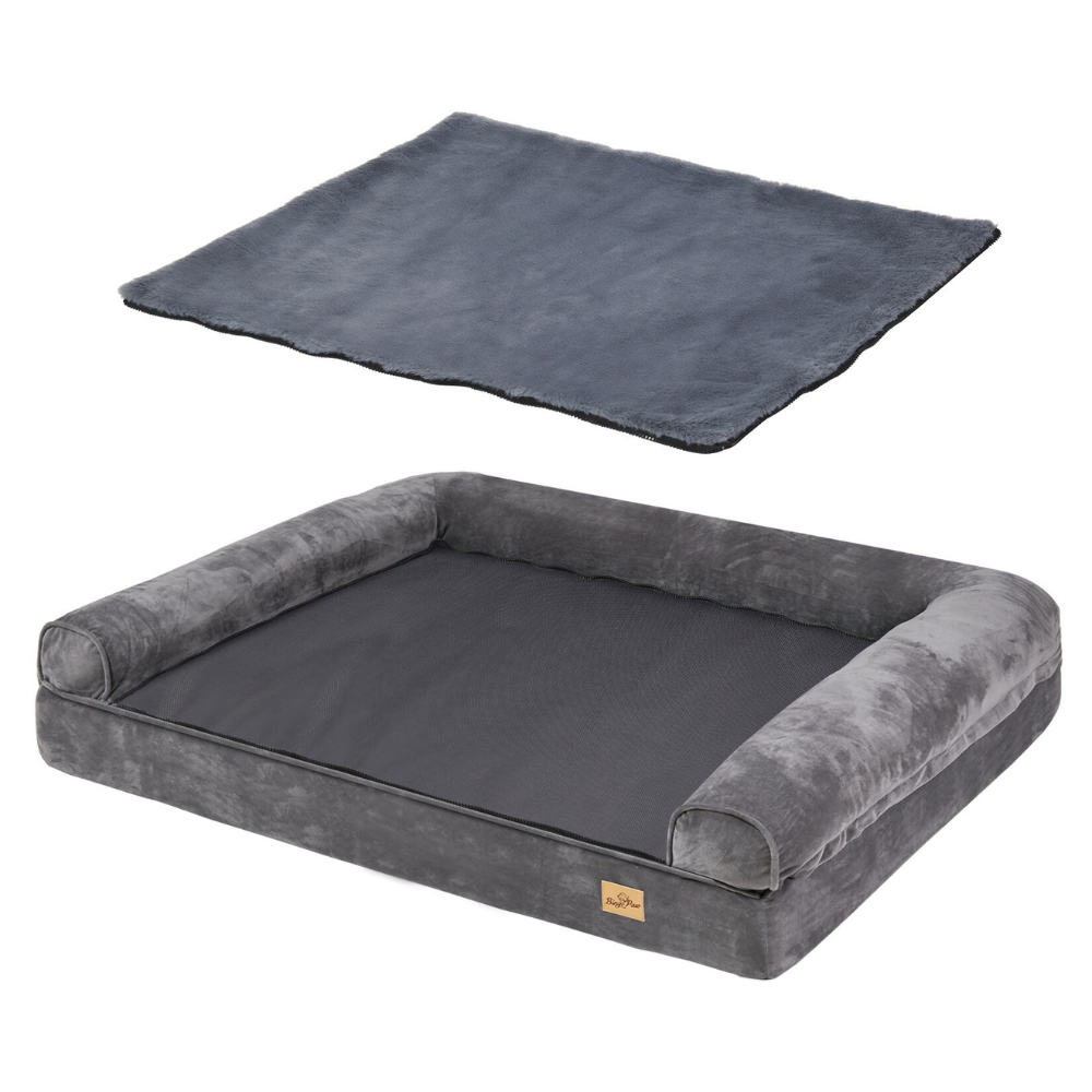 Cozy Extra Large Dog Bed with Waterproof Cover and Bolster